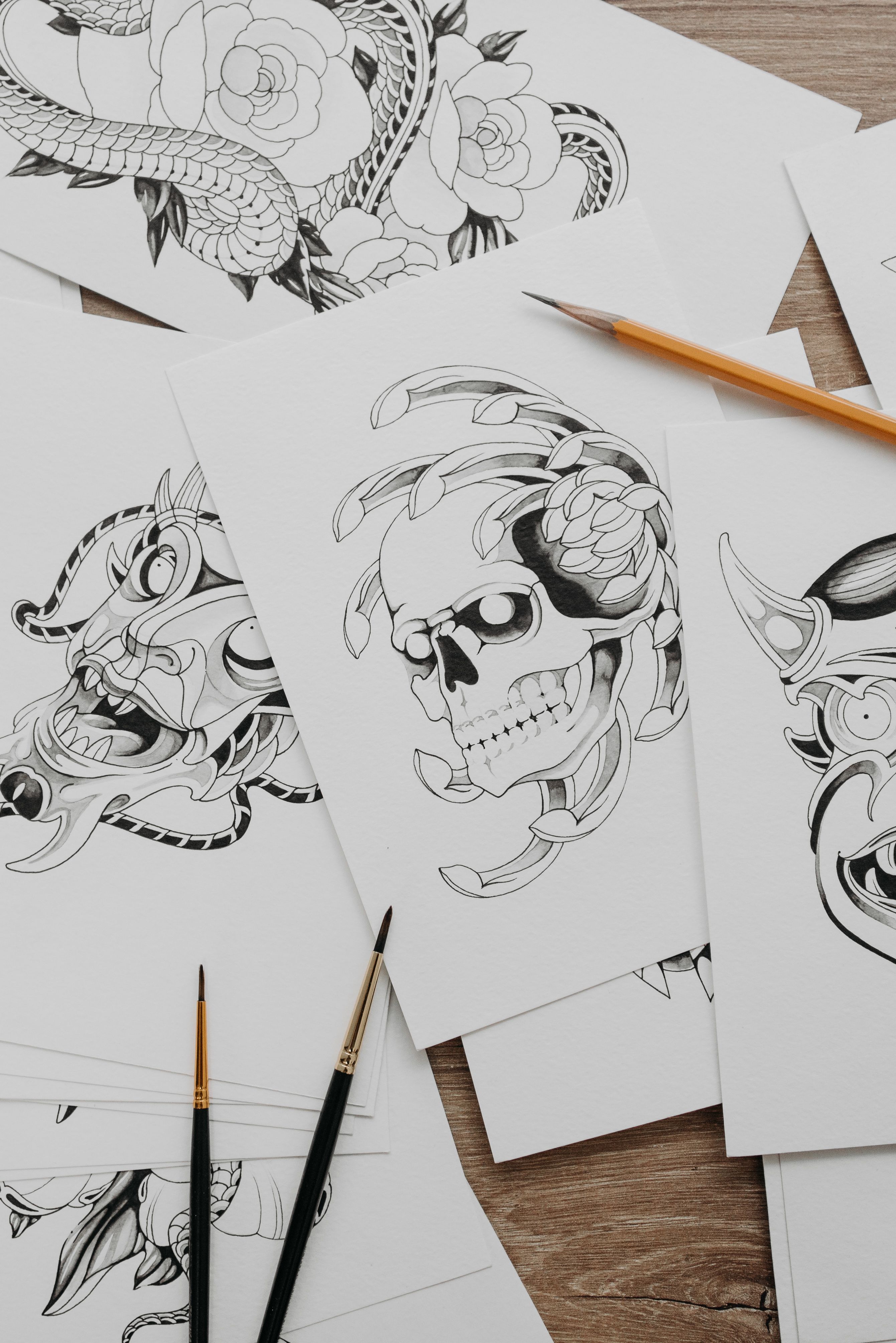 Material de trabalho de tatuador